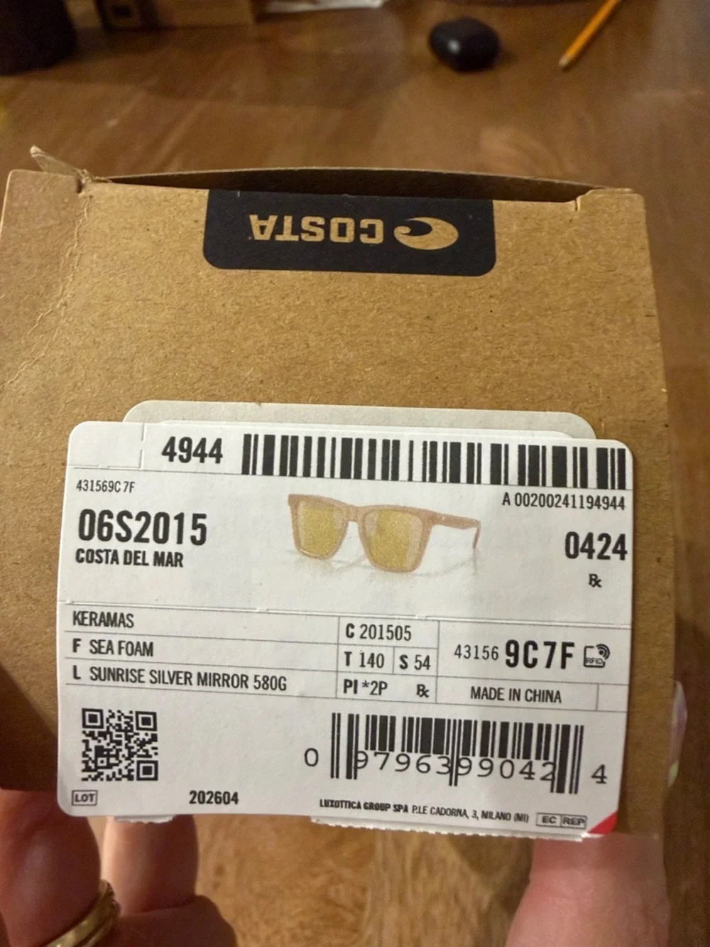 Costa Del Mar Del Mar Collection Keramas‎ Sunglasses 580G lenses Sea Foam